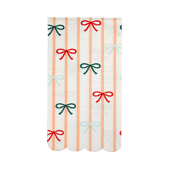 Bows and Stripes Scalloped  Napkins - 24pk