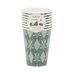 Golf Plaid Paper Cups 8pk.