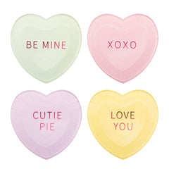 Conversation Hearts Valentines Dessert Plate Set 8pk.