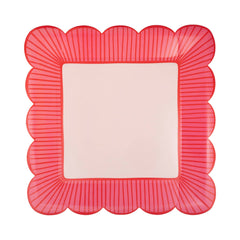 Striped Edge Scalloped Square Valentine's Plate 8pk.