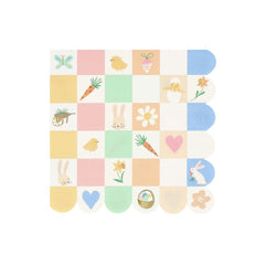 Easter Icon Checkerboard Large Napkins - Pretty Day