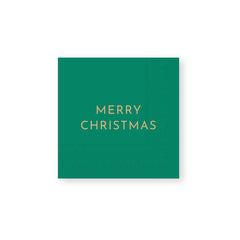 Merry Christmas Green Cocktail Napkins 20pk.