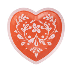 Valentine's Folk Heart Shaped Plate 8pk.