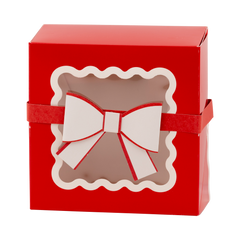 Red Bow Ric Rac Cookie Boxes - 6 pk