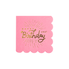 My Mind’s Eye - PLWIS37 - Happy Birthday Pink Paper Cocktail Napkin - Pretty Day