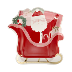 Santa's Sleigh Shaped Paper Plates - 8pk