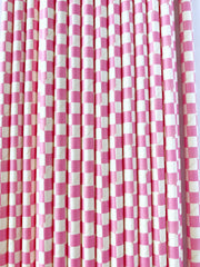 Bright Pink Checkered Eco Friendly Paper Straws- 25 pk