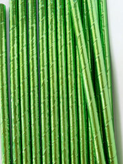 Green Foil Paper Straws 25pk