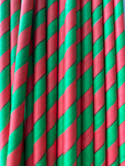 Christmas  Striped Eco Friendly Paper Straws- 25 pk