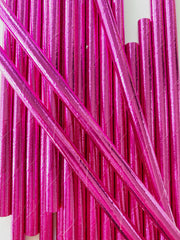 Hot Pink Foil Paper Straws- 25pk