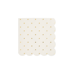 My Mind’s Eye - PLCOT37 - Cottage Gold Foil Polka Dot Scalloped Paper Cocktail Napkin - Pretty Day