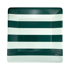 Green and Mint Striped 11" Plates - 8pk