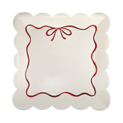 Red Bow Border 10" Plate - 8pk