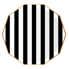 Bonjour Fête - BLACK NOIR SIGNATURE CABANA STRIPE PLATES - Pretty Day