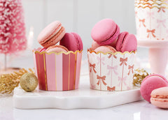 Gold Foil Pink Bows Baking Cups 50pk.