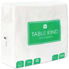 Plain White Compostable Paper Napkins 100pk.