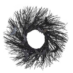 Black Twig Halloween Wreath with Bats - Pretty Day