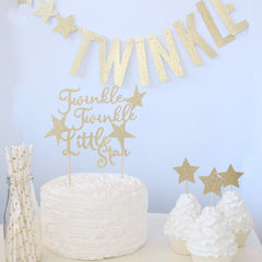 Twinkle twinkle Little Star Baby Shower, Cake Topper, Cupcake Toppers, Banner, Straws, Party Decor, First Birthday Supplies - Pretty Day