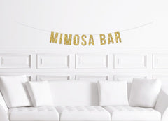 Mimosa Bar Banner / Gold Glitter Champagne Bar Banner  / Bridal Shower Banner/ Drinks Table / Brunch Sign / Drink Station Banner / Mimmosa - Pretty Day