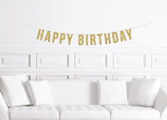 Happy Birthday Banner / Gold Glitter Birthday Party Sign / Women&#39;s Men&#39;s Birthday Decorations / Wife Girlfriend Sister / Husband Boyfriend - Pretty Day