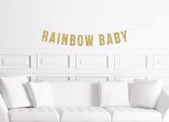 Rainbow Baby Banner / Gold Glitter Baby Shower Sign/ After Loss Miscarriage / Baby Shower Decorations / Decoration / Decor - Pretty Day