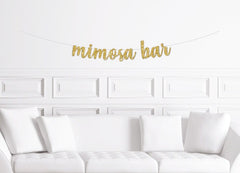 Mimosa Bar Cursive  Banner / Gold Glitter Champagne Bar Sign  / Bridal Shower / Drinks Table / Brunch Sign / Drink Station Banner / Mimmosa - Pretty Day