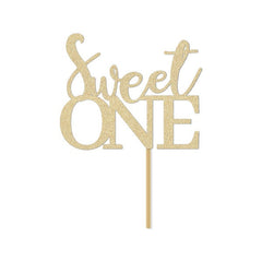 Sweet One Cake Topper / Girl&#39;s First Birthday Party Sign / 1st decor decorations /  Ice Cream Candy  Themed / Gold Glitter Pick /Centerpiece - Pretty Day