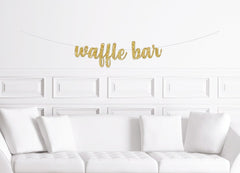 Waffle Bar Banner / Gold Glitter Breakfast Bar Sign  / Bridal Shower / DIY Table / Brunch Bachelorette Women&#39;s Birthday Party Decor Gold - Pretty Day