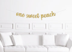 One Sweet Peach Cursive Banner / Peach Themed First Birthday Sign / Party Supplies Deco Decorations Garland Bunting Georgia Girl&#39;s 1st - Pretty Day