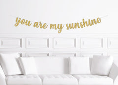 You Are My Sunshine Banner Gold Glitter Script Baby Shower Sign Sun Themed First Birthday Party Shine 1st 1 Decorations Decor Supplies - Pretty Day