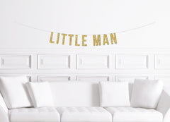 Little Man Banner / Gold Glitter Little Mister First Birthday Wall Sign / Boy&#39;s 1st Birthday Party / Theme / Moustache Decor Decorations - Pretty Day