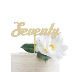 Seventy Written Out Cake Topper Gold | 70th Birthday Cake Topper for a Man or Woman - Pretty Day