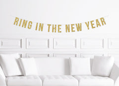 Ring in The New Year | New Year&#39;s Eve Party Banner Gold Glitter - Pretty Day