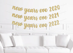 New Years Eve 2021 Party Banner Gold Glitter Decorations - Pretty Day