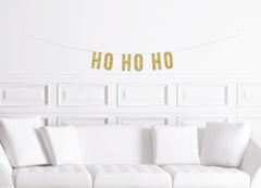 Ho Ho Ho Banner Gold/ Christmas Decoration / Holiday Mantle Decoration / Christmas Garland / Christmas Party Decorations Silver White Red - Pretty Day