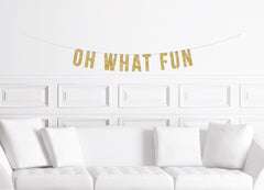 Children&#39;s Christmas Party Decorations / Oh What Fun Party Banner / Christmas Decor / Kids Holiday Party Supplies Gold for Tree - Pretty Day