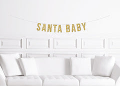 Santa Baby Shower Banner / Christmas Baby Shower Decorations / Winter Baby Shower Theme / Christmas Decor - Pretty Day