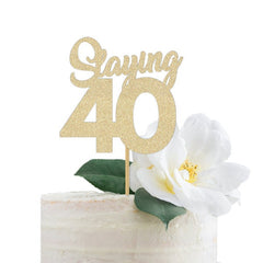 Slaying 40 Cake Topper | 40th Birthday Decorations for a Woman Gold Glitter Slayin - Pretty Day