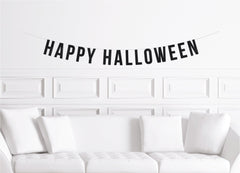 Happy Halloween Party Banner, Classroom Banner, Decoration Decor, Black Sign - Pretty Day