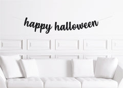 Cursive Happy Halloween Party Banner, Classroom Banner, Decoration Decor, Black Sign - Pretty Day