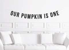 Our Little Pumpkin is One Fall 1st Birthday Banner, Decorations for a Autumn First Birthday - Pretty Day