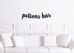 Potions Bar Halloween Party Cursive Banner Sign for a Drink Table - Pretty Day