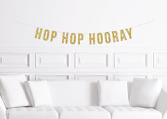 Easter 1st Birthday Banner Hop Hop Hooray  Decoration for a Spring Party Girl&#39;s Boy&#39;s - Pretty Day