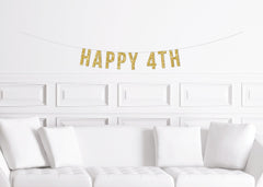 Happy 4th, Fourth of July Party Banner, Decoration, Decor, Independence Day - Pretty Day