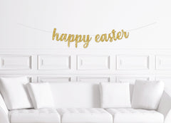 Happy Easter Cursive Script Banner, Easter Mantle Decor, Decorations for Easter Holiday Party Dinner - Pretty Day