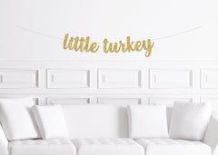 Little Turkey Cursive Thanksgiving First Birthday Banner, Fall Baby Shower, Fall First Birthday Party Decor, Decorations - Pretty Day