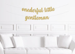 Onederful Little Gentleman, 1st Birthday Banner for a Boy, Little Mr, Moustache Themed First Birthday Party Decorations Decor - Pretty Day