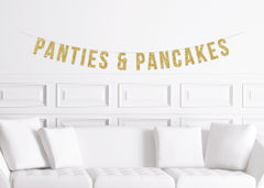 Lingerie Shower Brunch Decorations, Lingerie Bridal Shower Banner, Panties & Pancakes Gold Glitter - Pretty Day