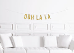 Ooh La La Lingerie Shower Brunch Decorations, Lingerie Bridal Shower Banner, Gold Glitter - Pretty Day