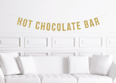 Hot Chocolate  Bar  Banner / Winter Wedding Sign, Hot Cocoa Station Decoration Christmas Party Decor - Pretty Day